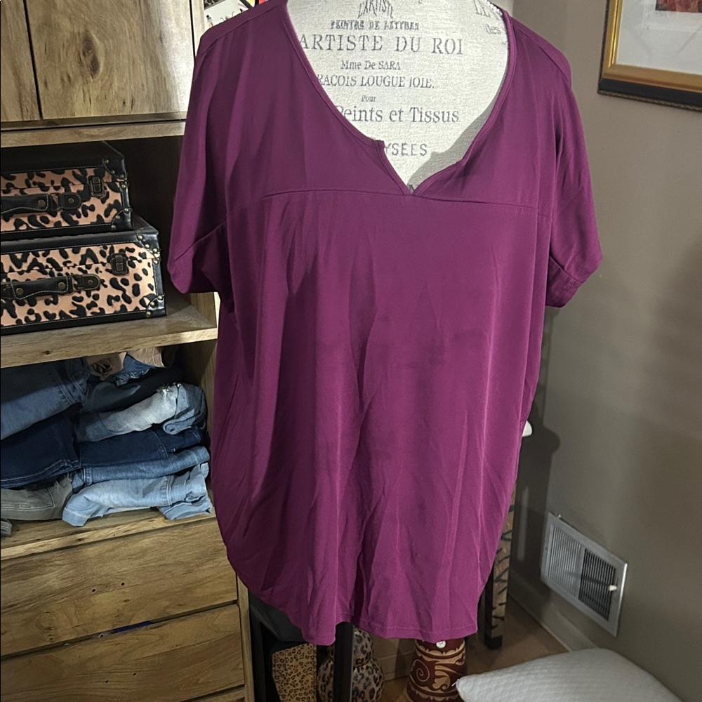 Jacqueline Smith Collection Women's V-Neck Purple Top - XL
